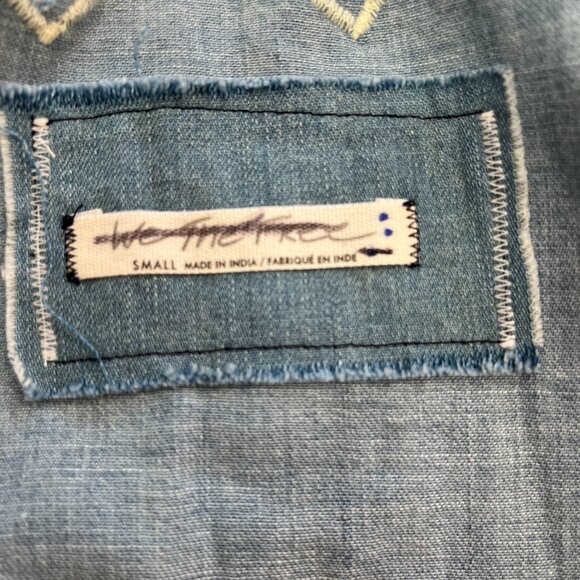 We The Free Denim Fields Top, Buttondown, Lace & Crochet, New, Small - Picture 5 of 7